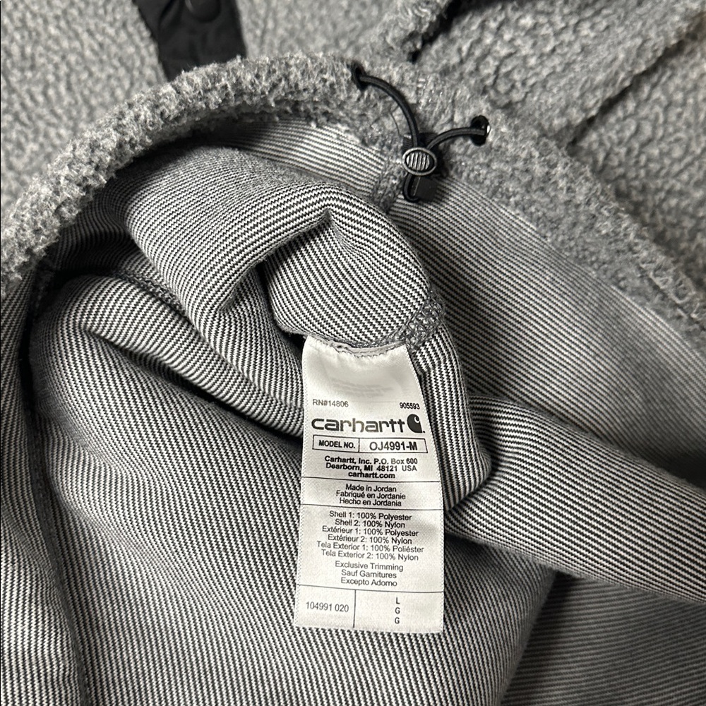 Carhartt greatshape relaxed fit grey fleece sherpa snap front jacket sweater - Picture 6 of 9